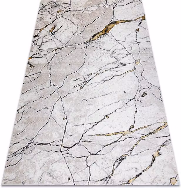 RugsX Gloss Geometric Art Deco Rug in Beige and Grey, W: 140 cm, D: 190 cm