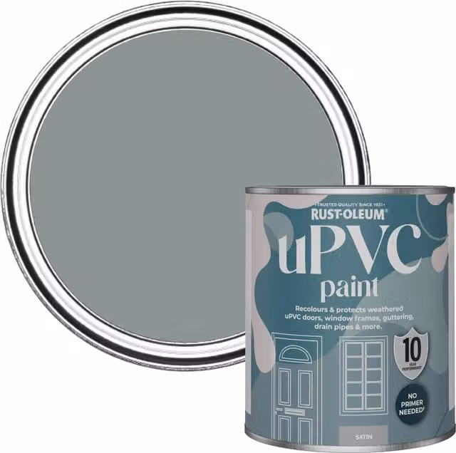 Rust-Oleum UPVC Paint in Satin Finish, Grey, 0.75 l