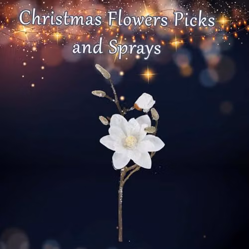 VFM e-Store Gold Magnolia Fabric Spray Decoration with Sequin Flowers, H 42 cm x W 17 cm – 2