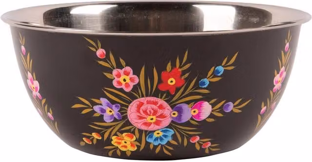Billy Can Carbon Pansy Floral Stainless Steel Serving Bowl in Grey, 21.5 cm – 4