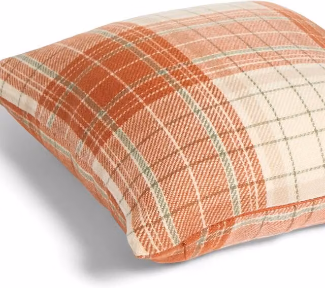 OHS Woven Check Square Cushion Covers in Orange and Bronze, Pack of 4