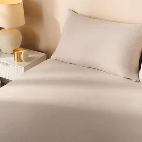 Highams Double Fitted Flannelette Sheet, 100% Brushed Cotton, Natural Beige, W/D/H: 135 x 200 x 25 cm