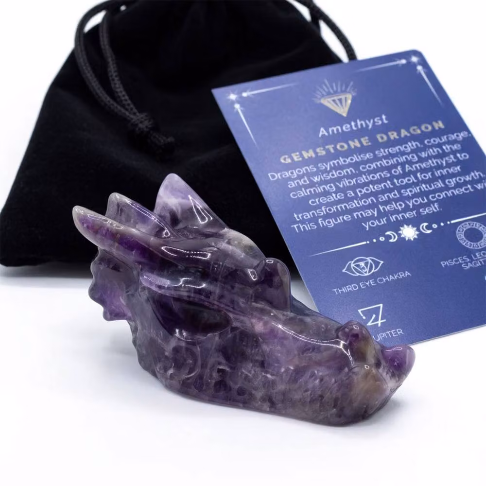 KDMD Amethyst Large Dragon Head Stone Sculpture in Purple – 2