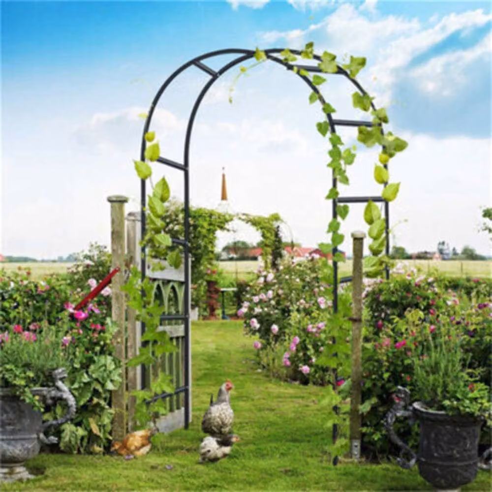 NESTLUNE XL Solid Metal Garden Arbour Wedding Party Arch in Black – 5