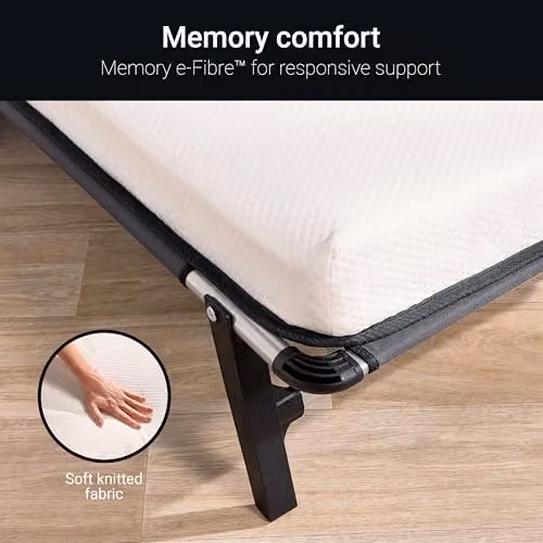 JAY-BE QM80 Quick Folding Rollaway Bed with Foam Memory Mattress, Single, Black and White, W/D/H: 80 x 190 x 32 cm – 3