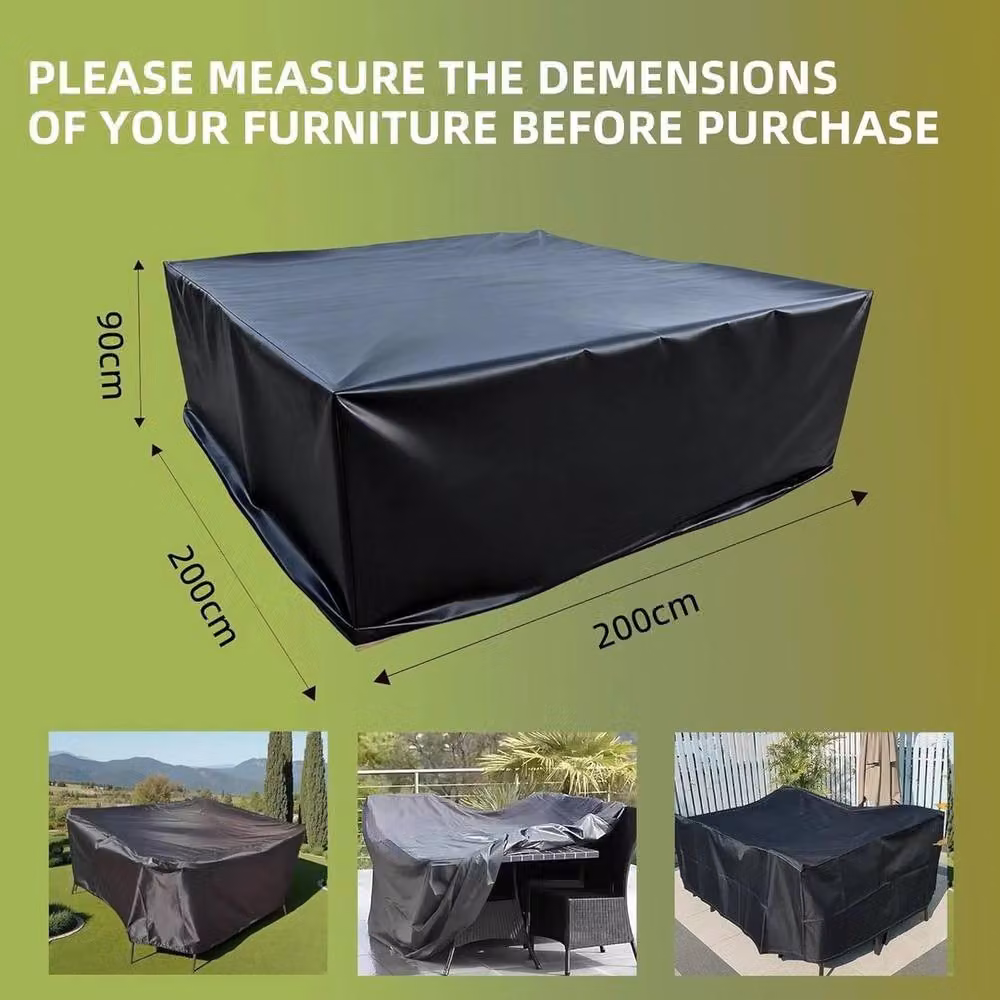 NESTLUNE Waterproof Black Outdoor Garden Furniture Cover, W/D/H: 200 x 200 x 90 cm – 2