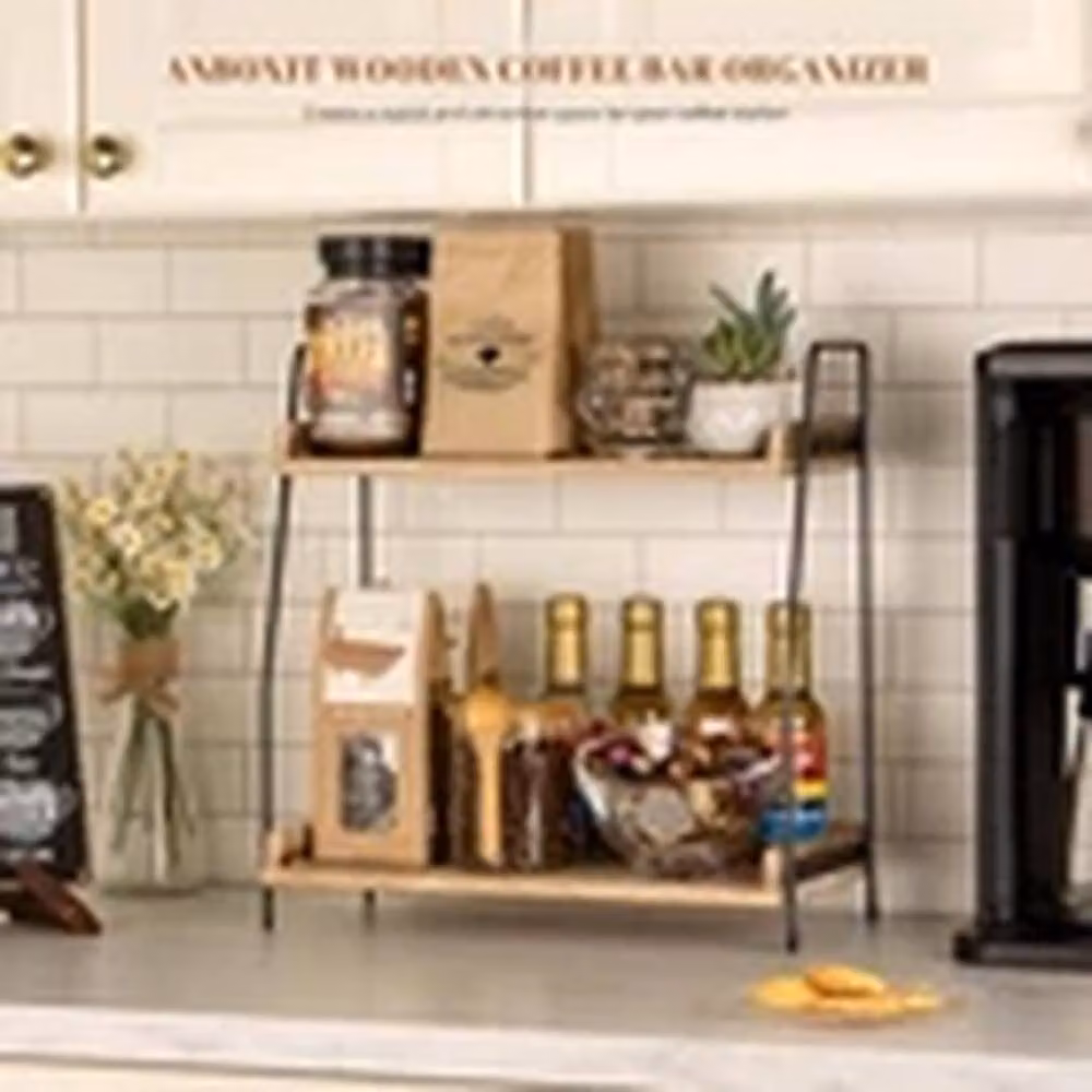 Havendro Kitchen Counter Shelf Coffee Condiment Storage Organiser, Black, W/D/H: 38.0 x 19.1 x 35.0 cm – 4