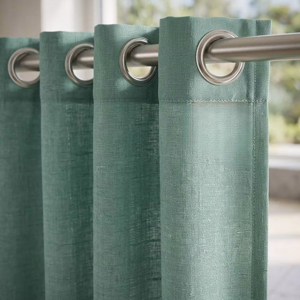 Home Luxe Interior Moss Green Faux Silk Eyelet Curtains, 1 Pair, Width: 167 cm, Drop: 137 cm – 3