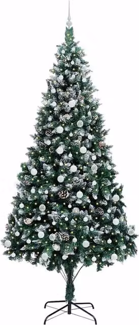 Berkfield Home Beautiful Artificial Green Christmas Tree with 300 LEDs and Stand, H: 130 cm