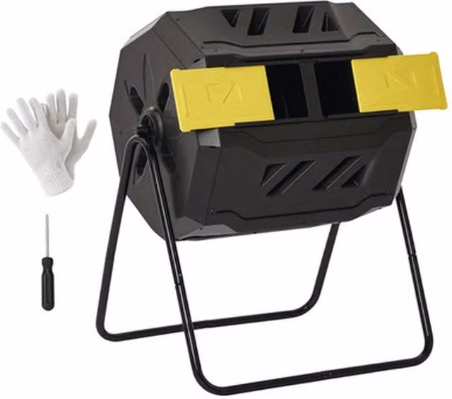 NESTLUNE 160L Outdoor Tumbling Compost Bin in Black, W/D/H: 100 x 60 x 120 cm – 1
