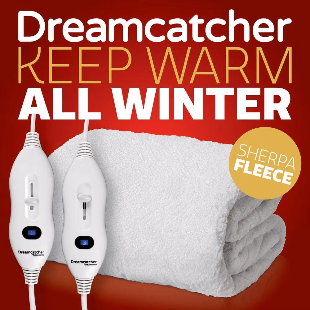 Dreamcatcher Deluxe Superking Fleece Electric Heated Underblanket in White, W/D/H: 200 x 200 cm – 6