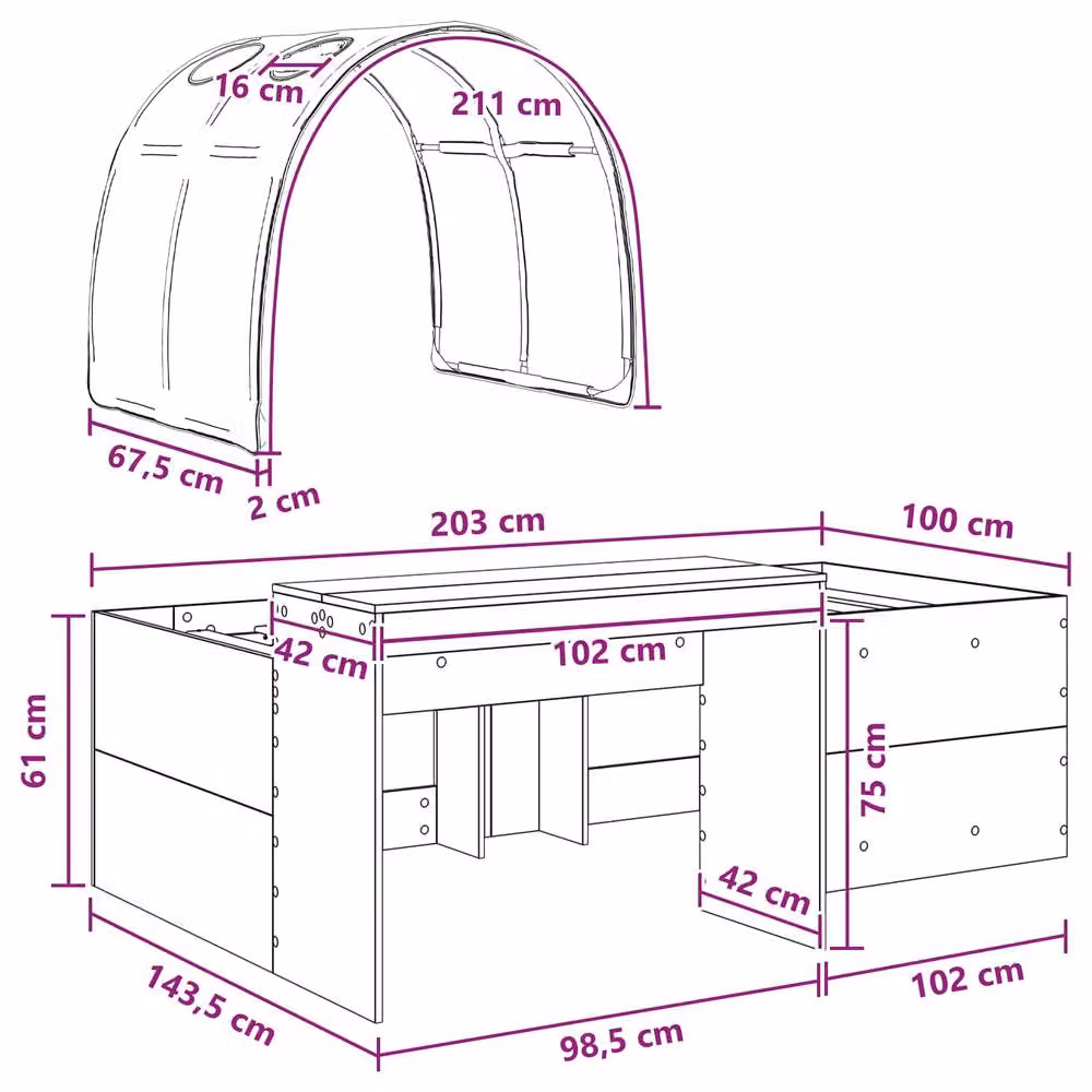 Berkfield Home 3-Piece Bed with Tunnel in Sonoma Oak and Blue Engineered Wood – 4