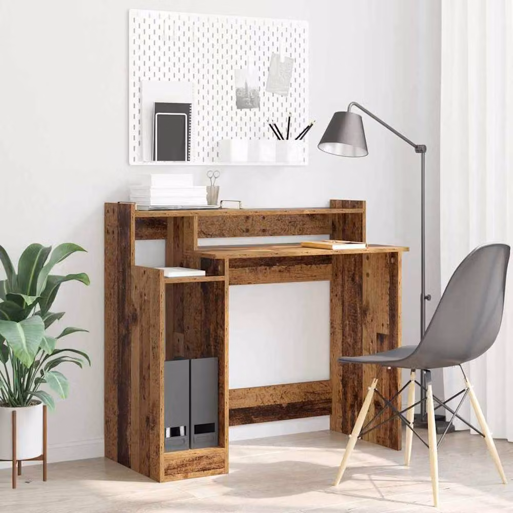 Berkfield Home Writing Desk with Storage Shelf in Brown Engineered Wood – 1