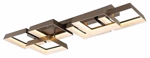 Globo Lighting Modern Square Ceiling Light in Brown with LED and Opal Plastic, W/D/H: 102 x 35 x 12.5 cm