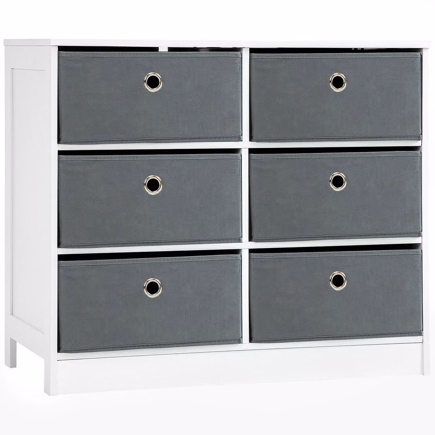 HOMCOM 6-Drawer Fabric and MDF Chest of Drawers Storage Cabinet in White – 2