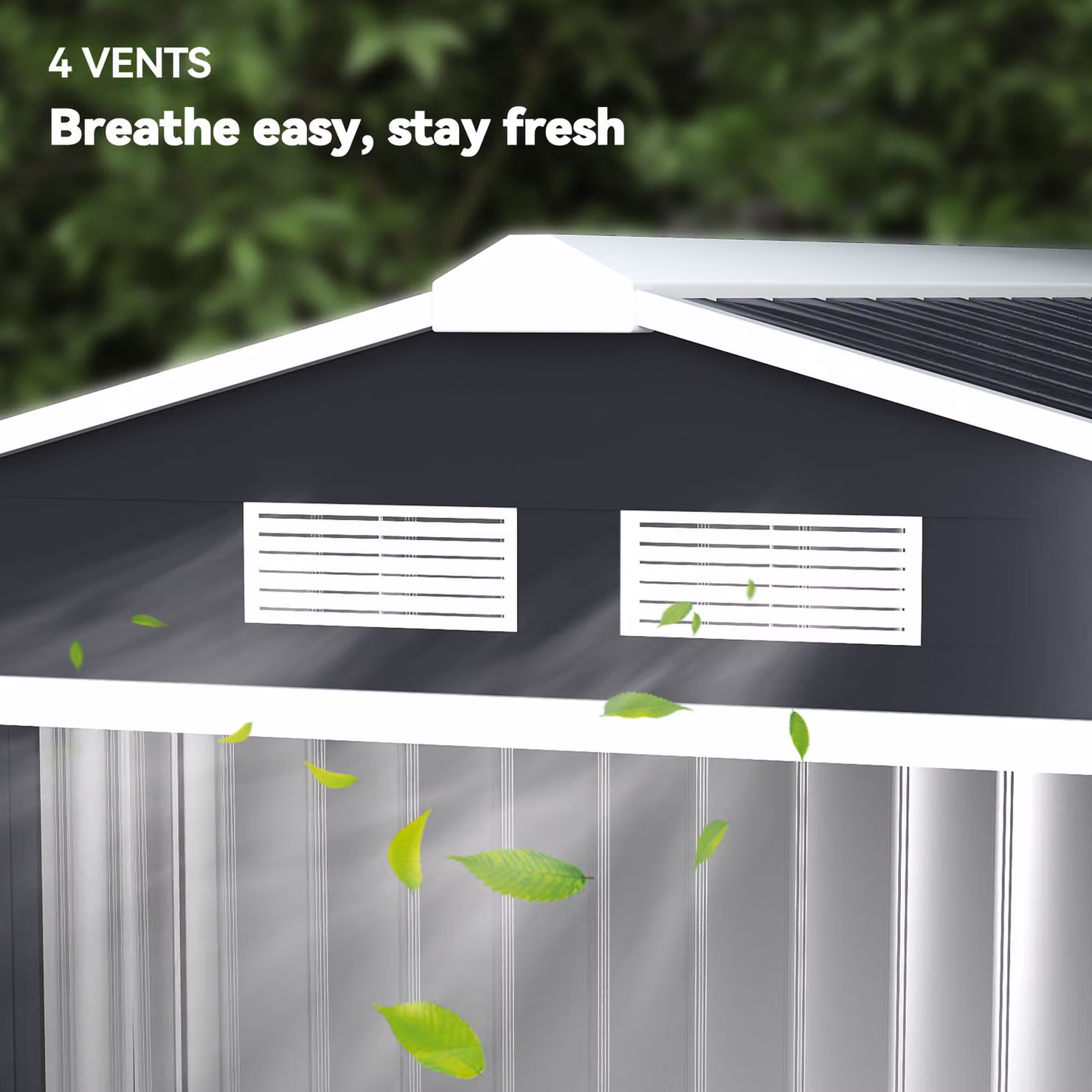 Outsunny Weatherproof Metal Garden Tool Shed with Foundation and Sliding Doors, Dark Grey, W: 216.96 cm, D: 121.92 cm, H: 185.0 cm – 7