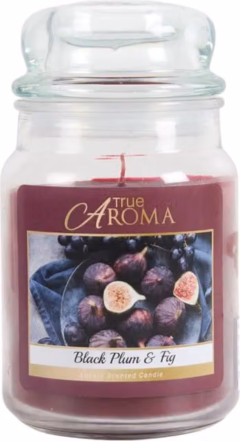 True Aroma Black Plum and Fig Fruity Glass Mason Jar, Large, Purple