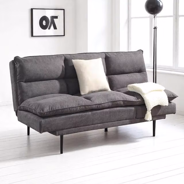 OAT Home Sennen 3 Seater Click Clack Sofa Bed in Charcoal Grey Fabric