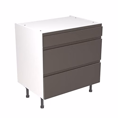 Kitchen Kit Modern Glossy Grey Base Unit with 3 Internal Drawers W/D/H: 80 x 57 x 87 cm