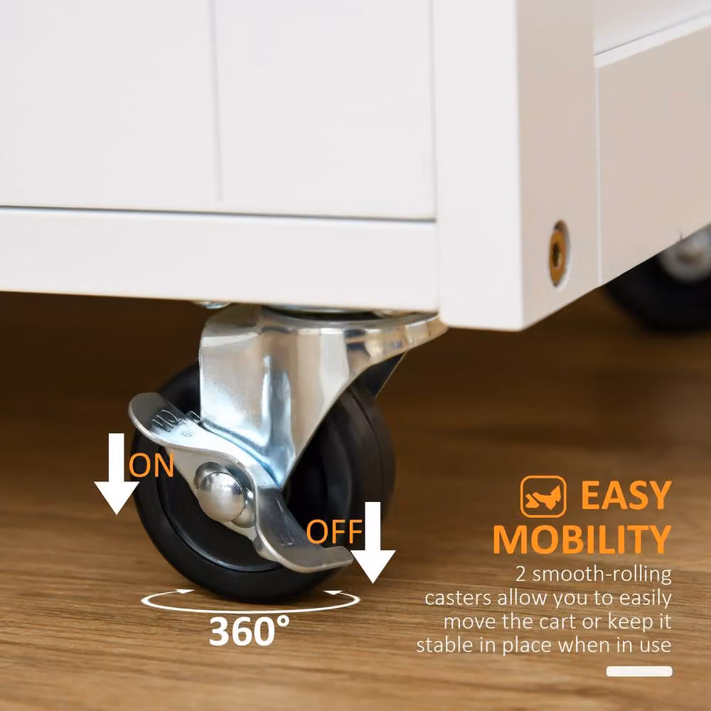 STILVORA Modern Kitchen Trolley with Drawer and Wine Rack in White – 4