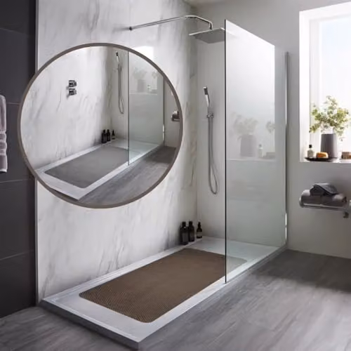 Nicoman Reversible Non-Slip PVC Shower Mat in Grey and Brown, W: 60 cm, D: 40 cm – 5