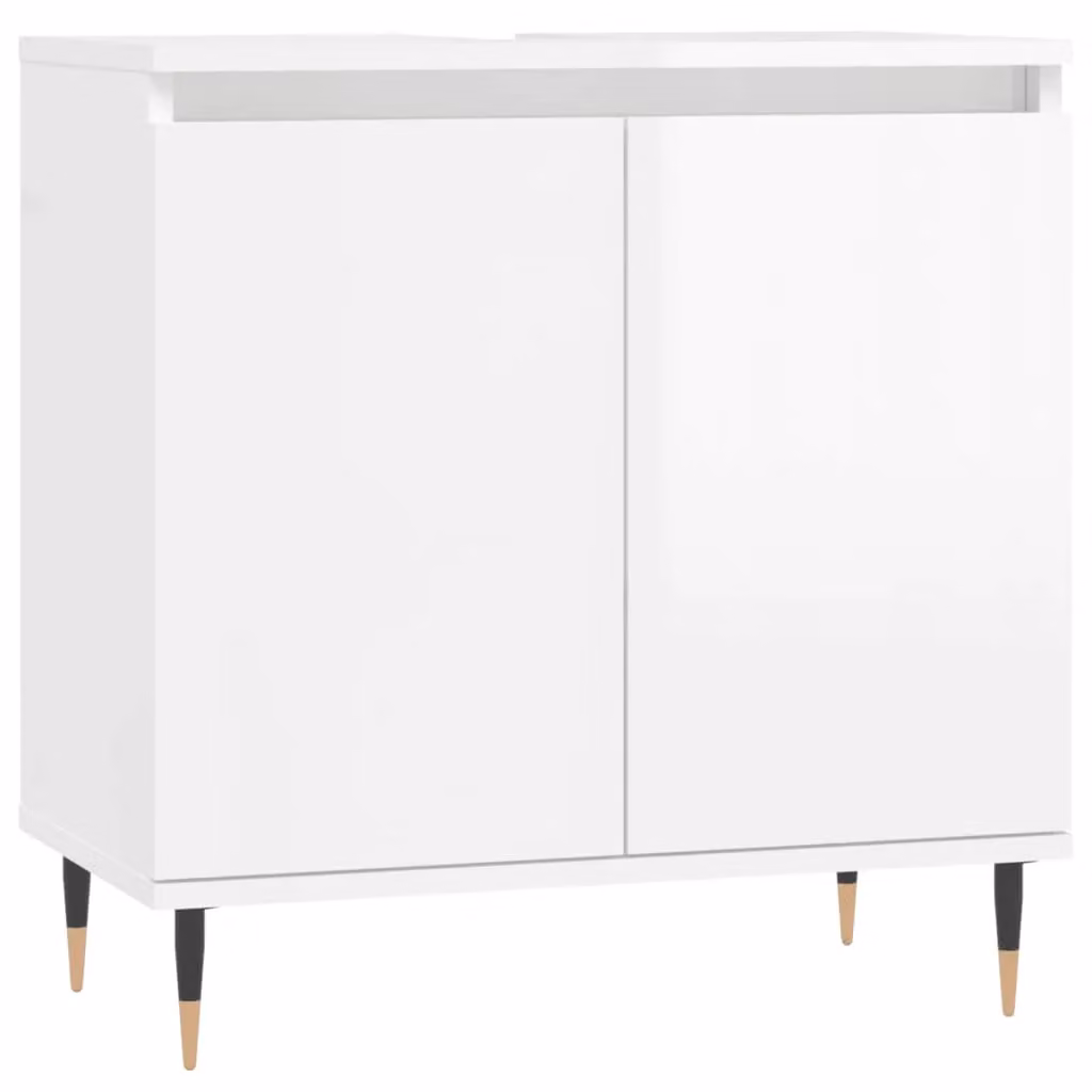 Berkfield Home High Gloss White Freestanding Bathroom Cabinet W/D/H: 58 x 33 x 60 cm