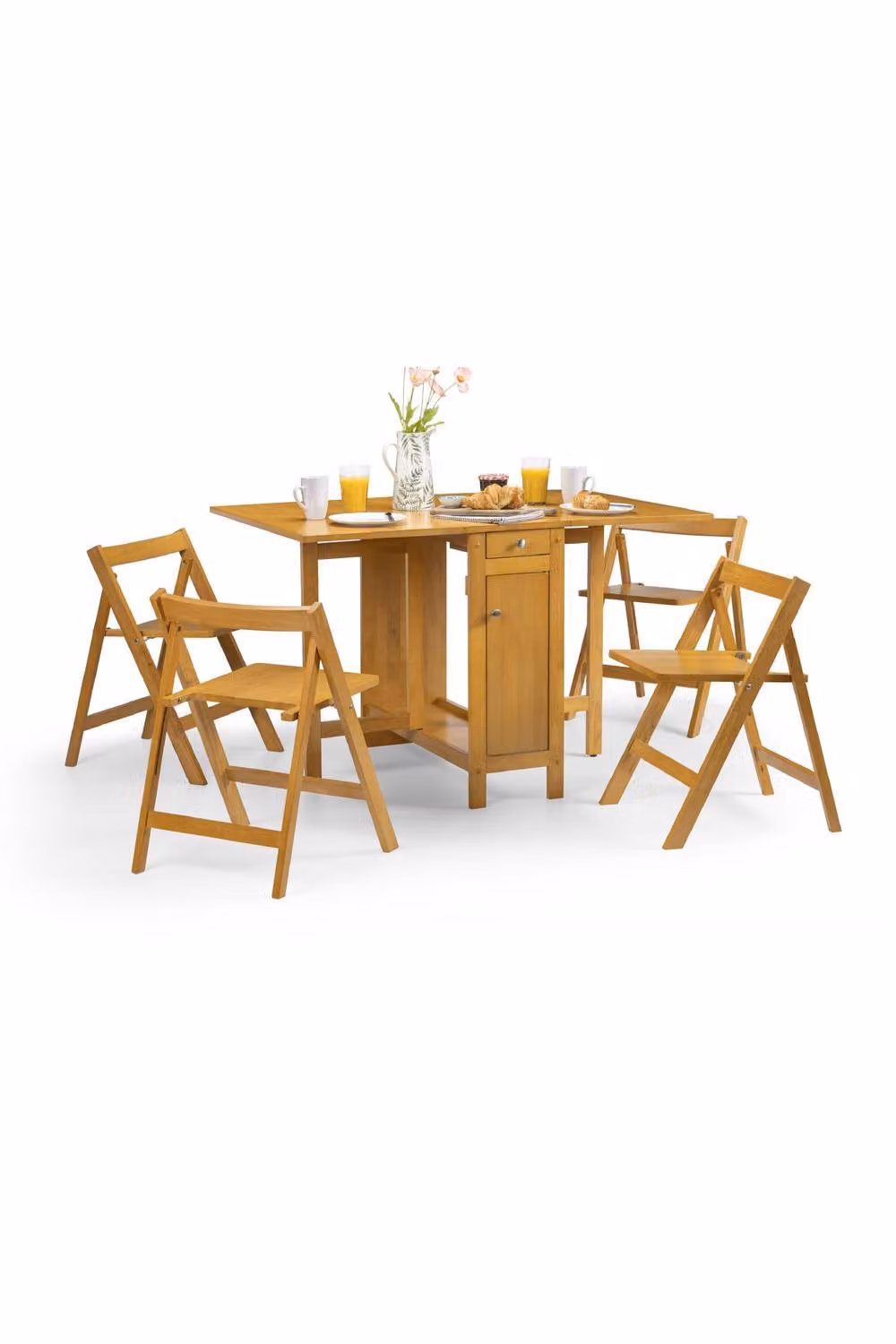 Julian Bowen Savoy 4 Seater Drop Leaf Gateleg Dining Set with Folding Chairs in Oak – 2