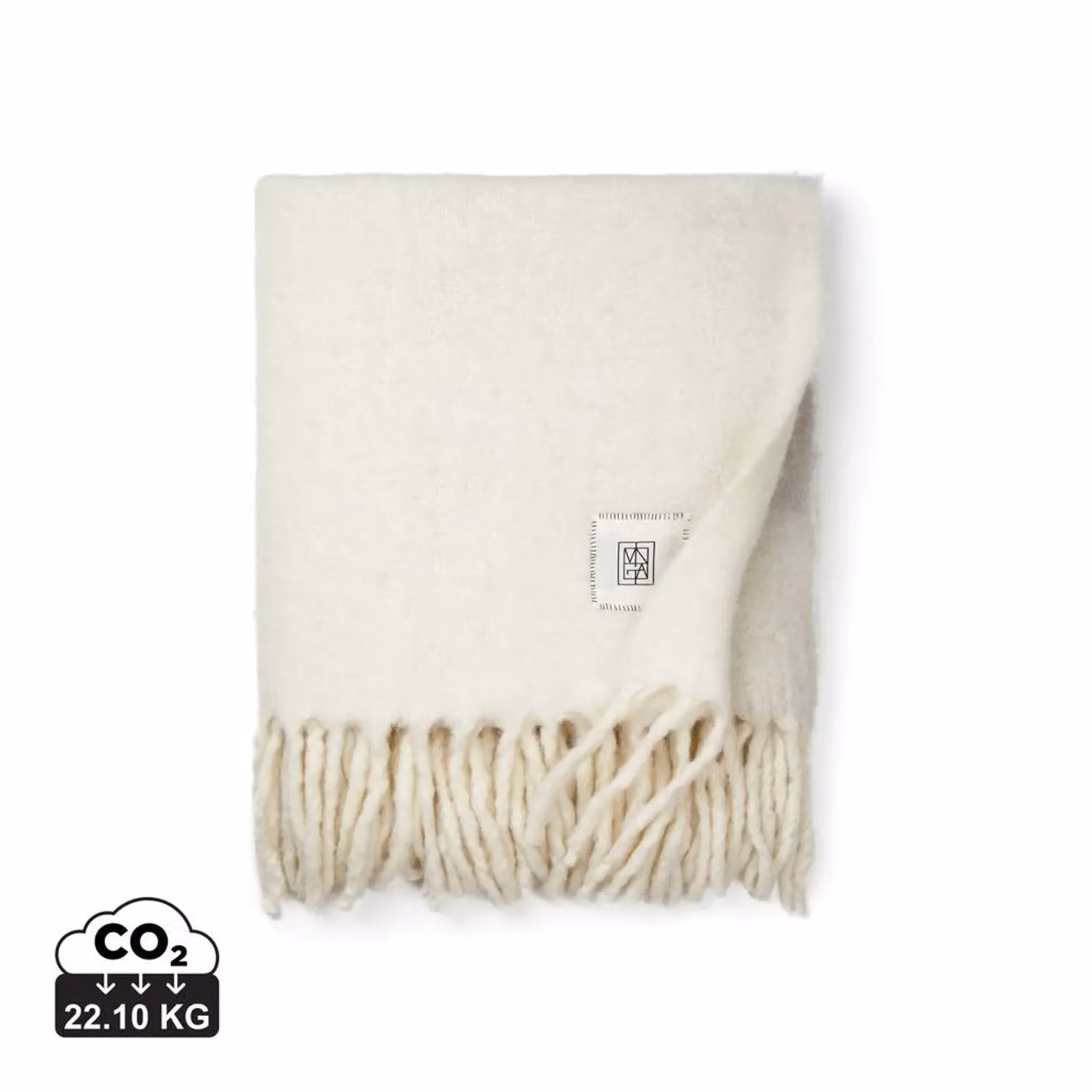 Vinga Saletto Beige Wool Blend Fluffy Blanket with Fringes, W/D/H: 170 x 130 x 130 cm – 2