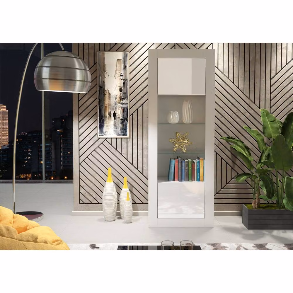 Creative Furniture Illume Display Cabinet, White Glossy Finish with Glass Doors, H 170 cm x W 63 cm x D 35 cm – 2