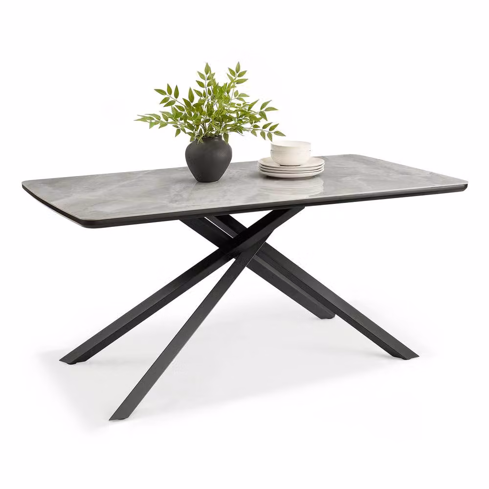 Spinningfield Atherton Rectangular 6 Seater Ceramic Marble Effect Dining Table in Grey and Black, W/D/H: 160 x 90 x 75 cm – 2