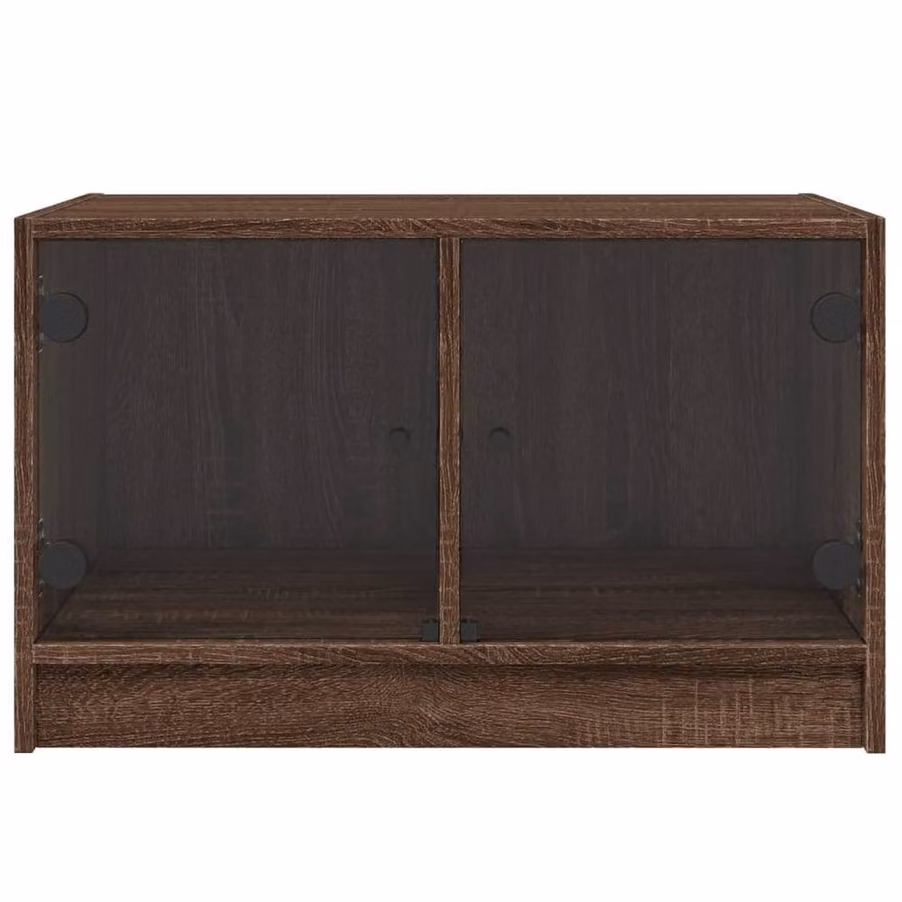 Berkfield Home Modern Coffee Table with Glass Doors in Brown Oak, W: 68 cm, D: 50 cm, H: 42 cm – 4