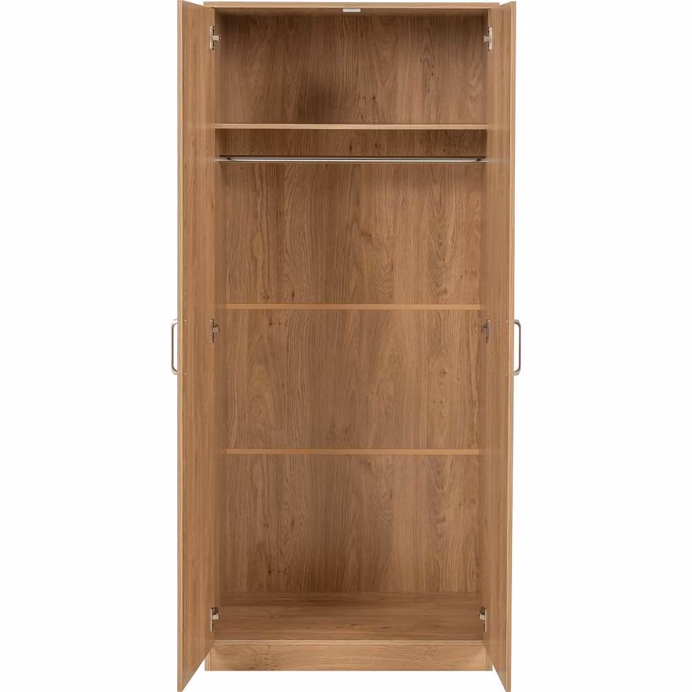 Seconique Dakota Modern 3 Piece Bedroom Set in Oak including 2 Door Wardrobe, Chest of Drawers and Nightstand – 4