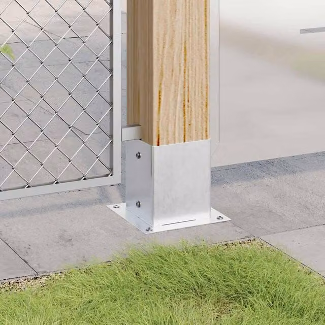 Berkfield Home Square Post Support Bases, 12 Pack, Silver Galvanised Steel, 121 x 121 mm – 1