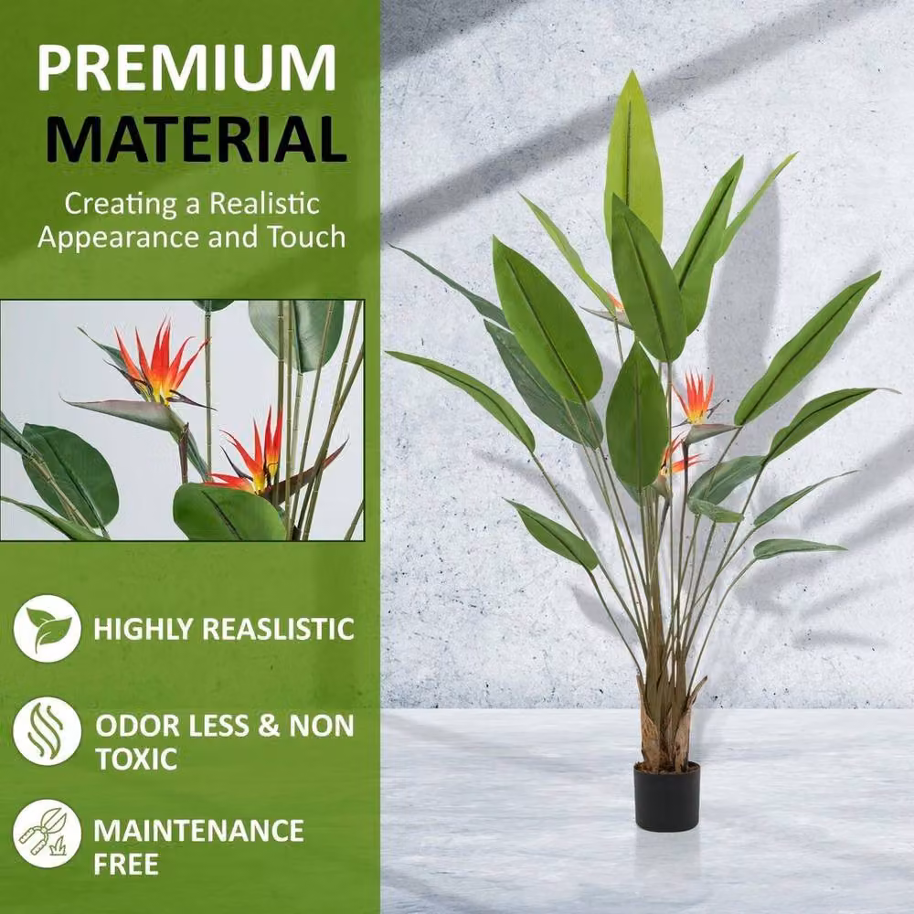 Kelvenix Large Artificial Bird of Paradise Tree in Green, Height: 180 cm – 2