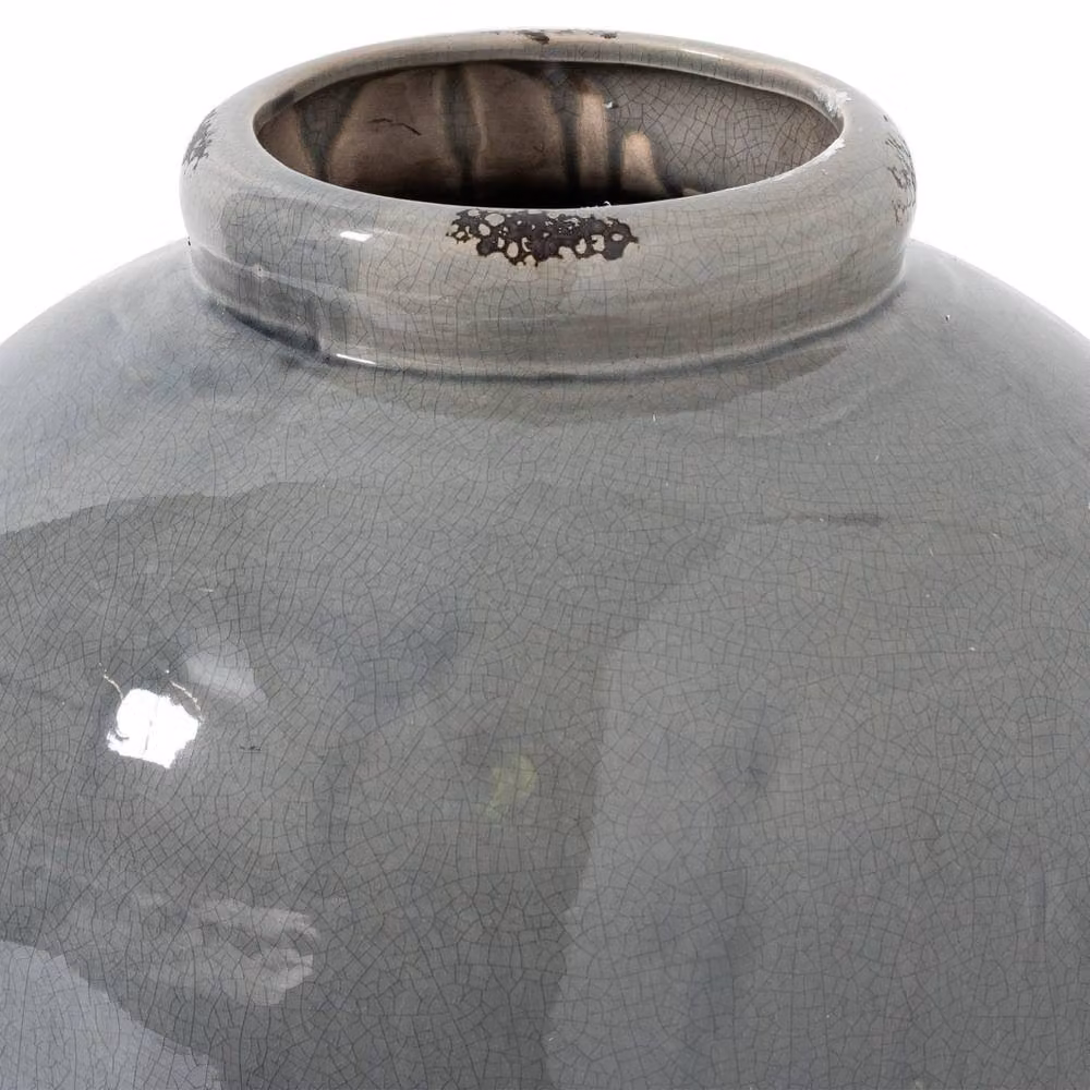 Wyld Haus Bloomwood Tall Grey Glazed Ceramic Vase with Crackle Effect – 3
