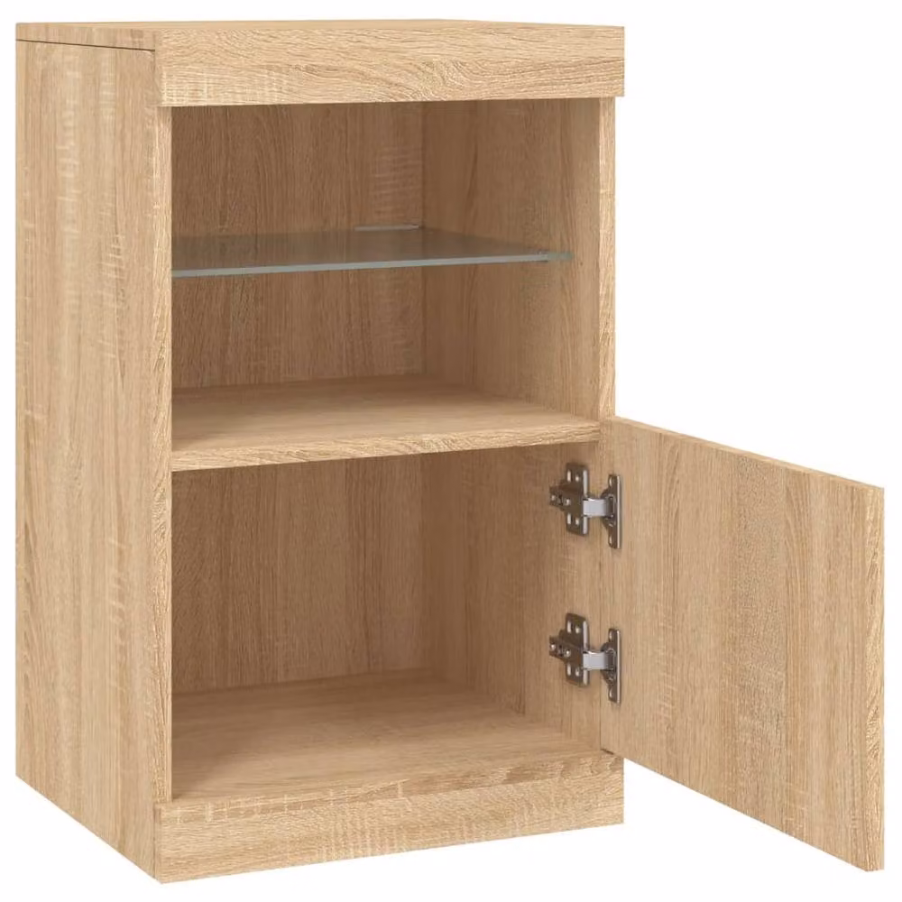 Berkfield Home Modern Sideboard with Integrated LED Lights in Sonoma Oak Brown, W/D/H: 41 x 37 x 67 cm – 4