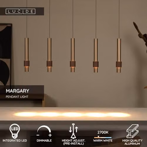 Lucide Margary Dimmable Modern LED Suspended Pendant Light in Brown – 2