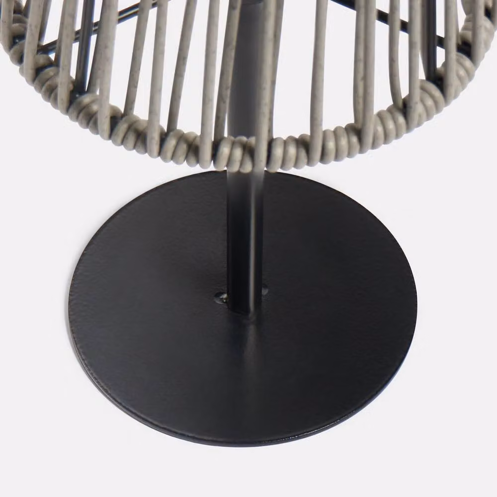 OHS Rattan Solar Table Lamp in Grey with Dusk Sensor for Outdoor Garden and Balcony – 9