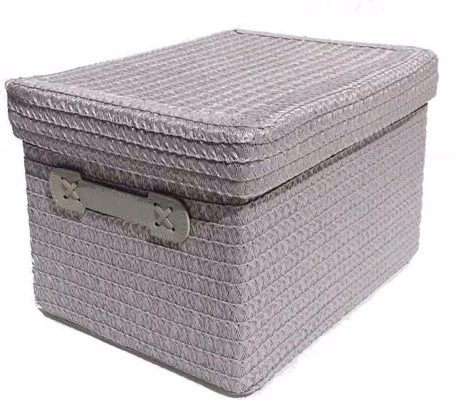 Topfurnishing Storage Basket with Handles and Lid, Grey, Diameter: 29 cm