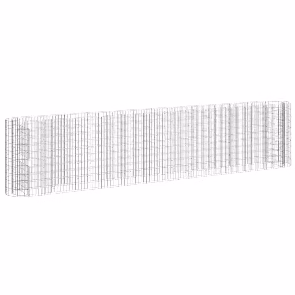 Berkfield Home Silver Galvanised Steel Stone Gabion Raised Bed, W: 470 cm, D: 50 cm, H: 100 cm – 2