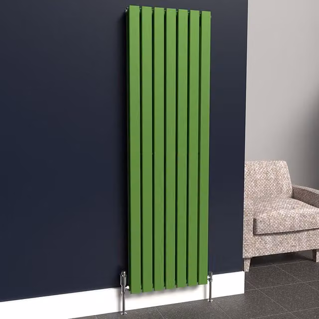 Lux Heat Flat Coloured Vertical Radiator in Apple Green, H 160 cm x W 49 cm