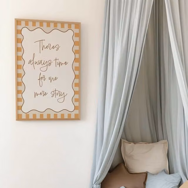 Autumns Corner There Is Always Time For One More Story Checkerboard Paper Poster in Sage Green A4