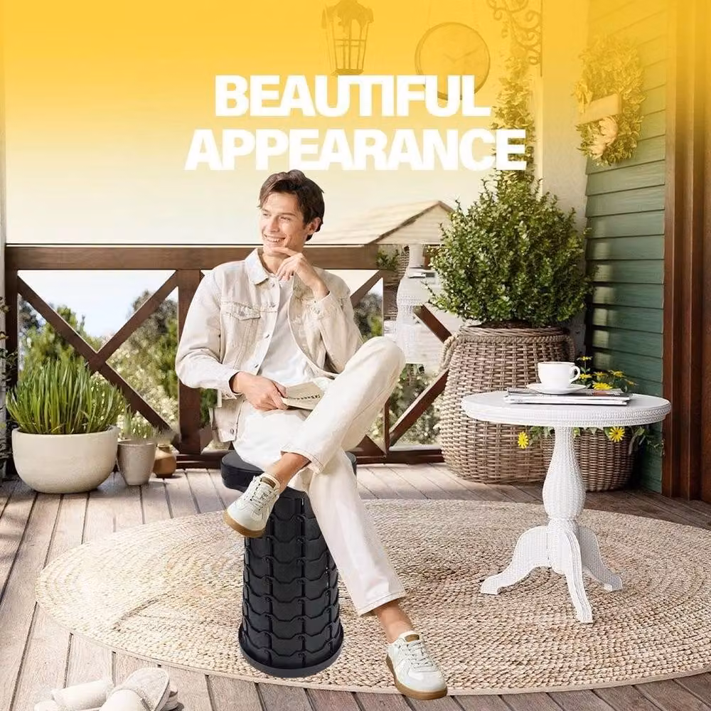 NESTLUNE Black Portable Telescoping Folding Stool – 4