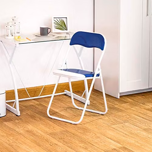 Harbour Housewares Padded Folding Chairs in Blue, Pack of 2 – 2