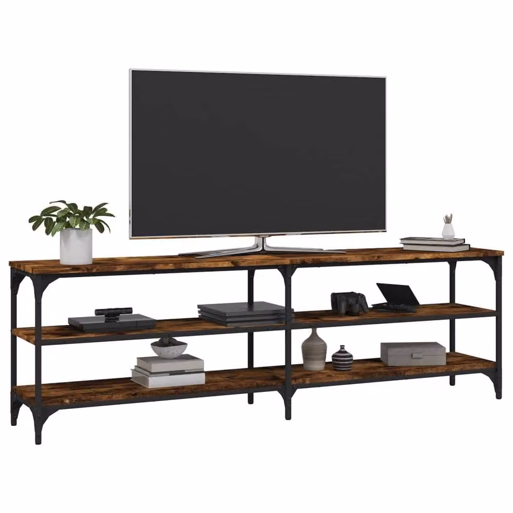 Berkfield Home Industrial TV Cabinet in Smoked Oak and Brown, W/D/H: 160 x 30 x 50 cm – 3