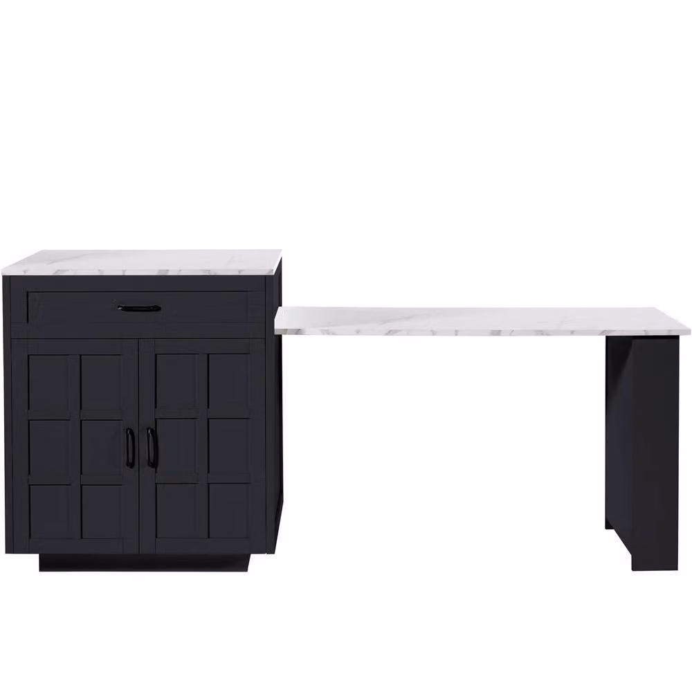 Rolipo Black Extendable Kitchen Island Bar Table with Storage – 6