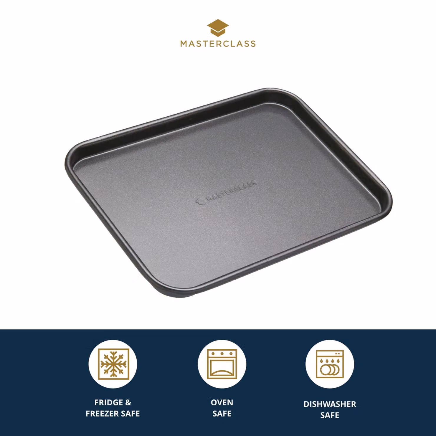 MasterClass Non-Stick Rectangular Carbon Steel Baking Sheet, Black, W: 24 cm, D: 18 cm – 5