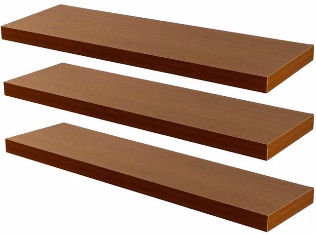 Harbour Housewares Modern Floating Wall Shelves, Pack of 3, Brown, W: 80 cm – 7