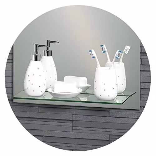 Showerdrape Greenwich Arched Oval Frameless Wall Mounted Bathroom Mirror with Vanity Shelf in Silver, W: 70 cm, H: 50 cm – 4