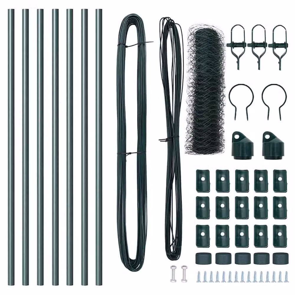 Berkfield Home Green Powder-Coated Steel Hexagon Fence, W: 0.6 m, L: 10 m – 5
